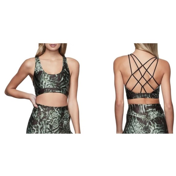 Good American Wild Night Sports Green Black Bra Women's Sz 1 (small) NWT $69. - Picture 1 of 6